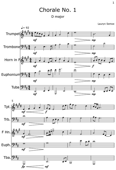 Chorale No Sheet Music For Trumpet Trombone Horn In F Euphonium