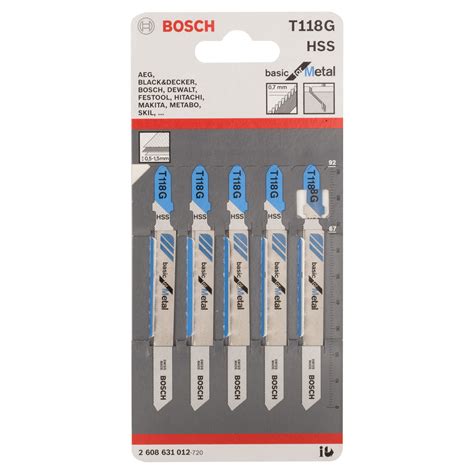 Toolstop Bosch T118G 2608631012 Jigsaw Blades Basic For Metal 5 Piece