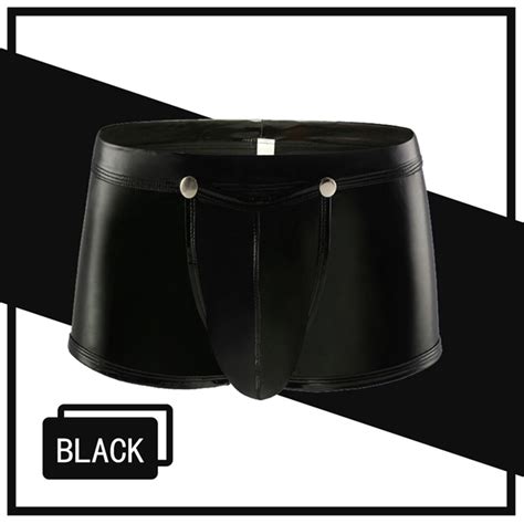Sexy Gay Underwear For Men Faux Leather Wet Look Open Crotch Pouch Boxer Shorts Ebay