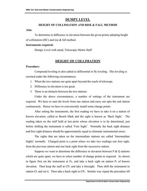 Solution Height Of Collimation And Rise Fall Method Studypool