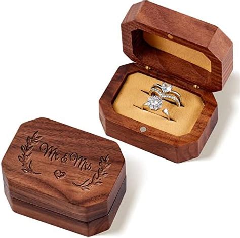 Yaomiao Wooden Wedding Ring Box For Rings Mr And Mrs Vintage