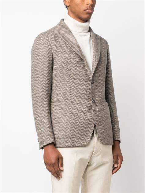 Tagliatore Single Breasted Herringbone Pattern Blazer Farfetch