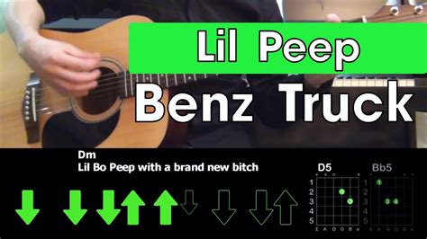 Lil Peep Benz Truck Tutorial Разбор песни на гитаре Табы аккорды и бой Без баррэ