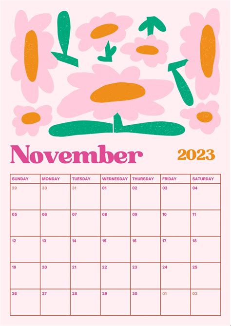 November Calendar 2023 November Calendar Calendar Background Study