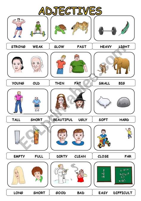 Opposite Adjectives Pictionary Esl Worksheet By Bburcu