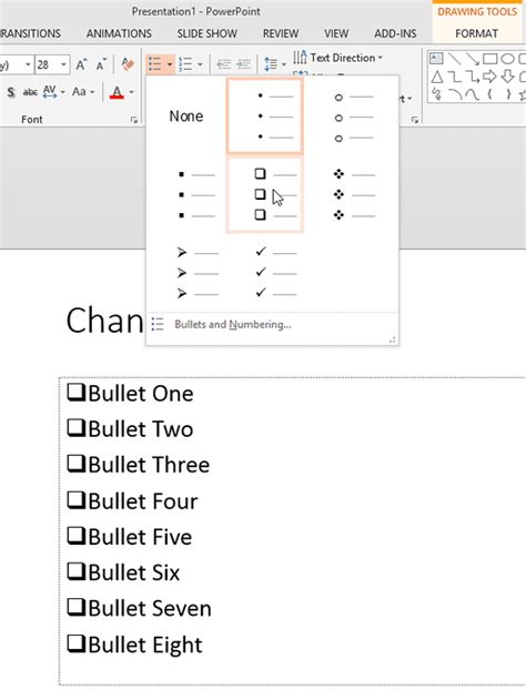 Change Bullet Styles in PowerPoint 2013 for Windows