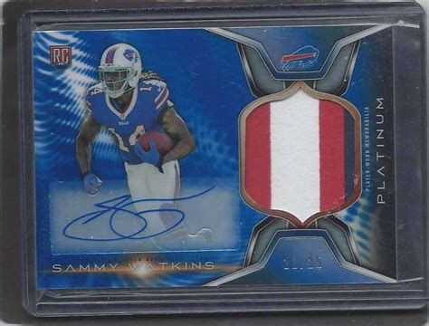 SAMMY WATKINS 2014 TOPPS PLATINUM BLUE REFRACTOR 3 COLOR PATCH AUTO RC