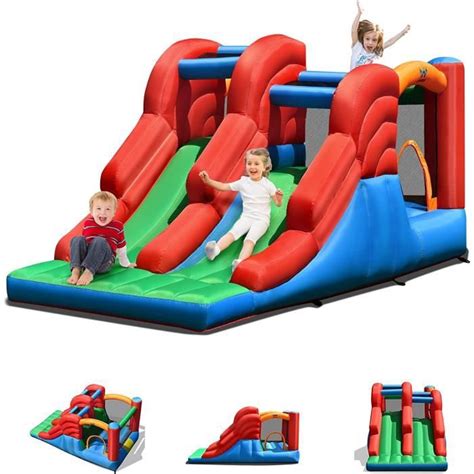 GOPLUS Chateau Gonflable Avec Trampoline Aire De Jeux Gonflable