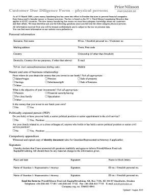 Fillable Online Pnfonder Customer Due Diligence Form Physical Persons