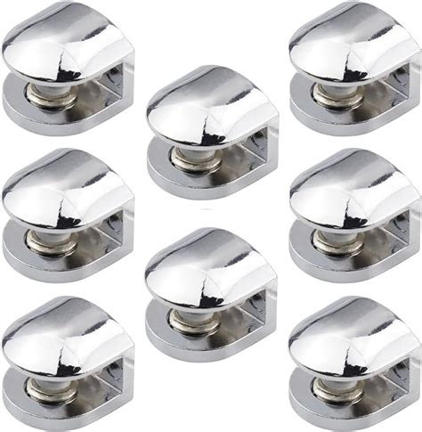 YunBey 8 Pcs Glass Shelf Brackets Adjustable Glass Clamps Zinc Alloy