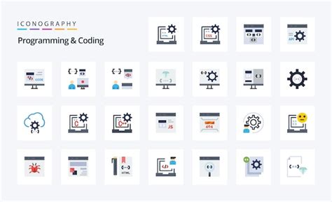 25 paquete de iconos de color plano de programación y codificación