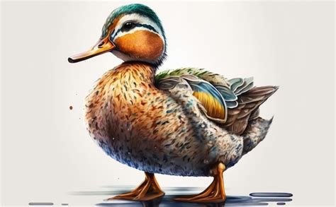 Premium Photo A Painting Of Duck With Green And White Feathers