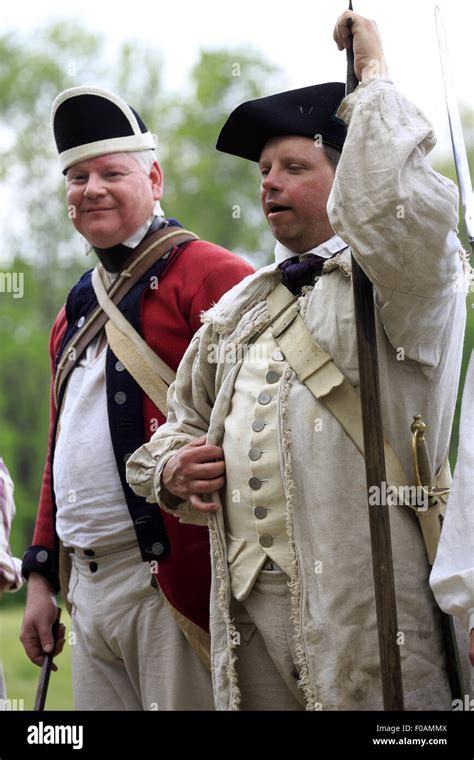 Continental Army Soldiers In Revolutionary War Reenactment At Jockey