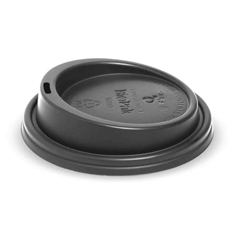 BioPak BCL 12PLA B 90mm Black PLA Hot Cup Lid Industry Kitchens