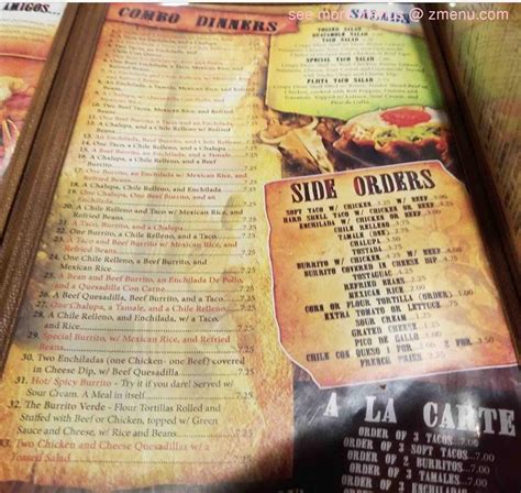 Menu at El Rodeo restaurant, Bolivar