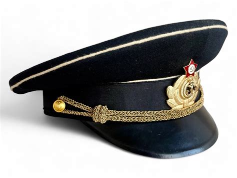 Soviet Navy Visor Cap Black Woolen High Ranked Officers Commander Size