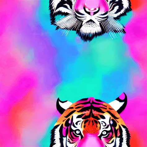 Mint Diamond Pink Watercolor Tiger 4k Graphic · Creative Fabrica