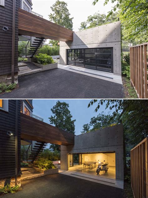 This Garage Was Built With A Rooftop Deck That Includes A Hot Tub