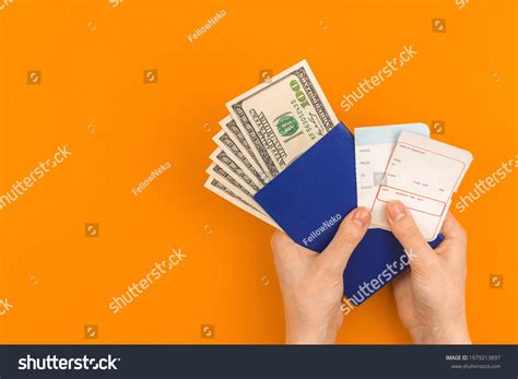 Person Hold Boarding Pass Money Passport Stock Photo 1979213897