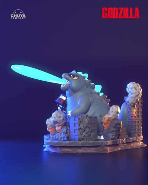 Godzilla Chibi 3d Printed Model Godzilla Chibi Godzilla Figure Etsy