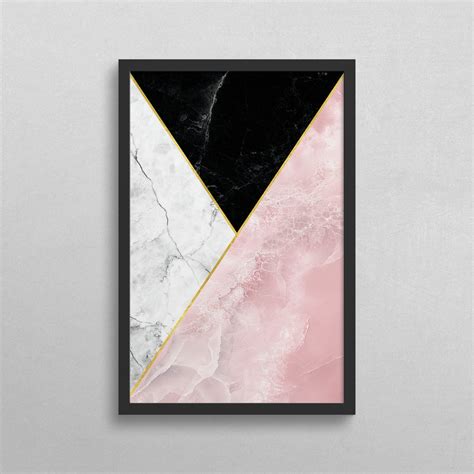 Quadro Tela Canvas M Rmore Geom Trico Moldura Flutuante Elo