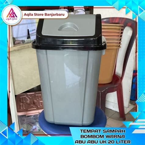 Jual Tempat Sampah Pakai Tutup 20 Liter Tong Sampah Warna Abu Abu