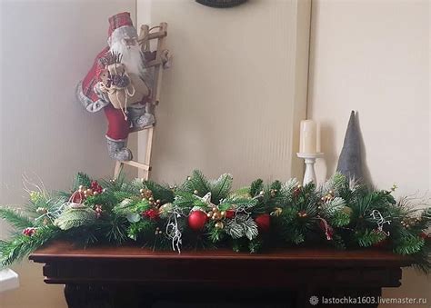 6 видов."Красная гирлянда для камина" из искусст.хвои – заказать на ...