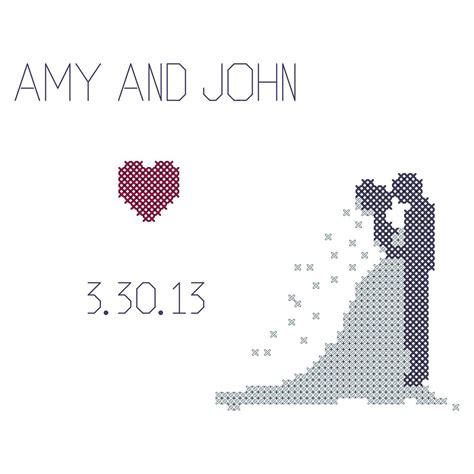 Modern Wedding Counted Cross Stitch Pdf Pattern With Bride And Etsy