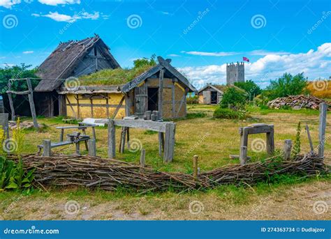 Wooden Huts At Foteviken Viking Museum In Sweden Stock Photo Image Of