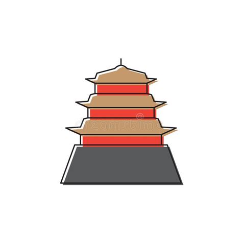 Asian Pagoda Vector Icon Symbol Architecture Isolated On White