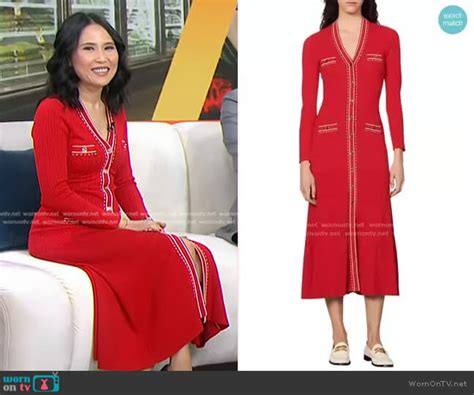 Wornontv Vickys Red Contrast Trim Knit Dress On Today Vicky Nguyen