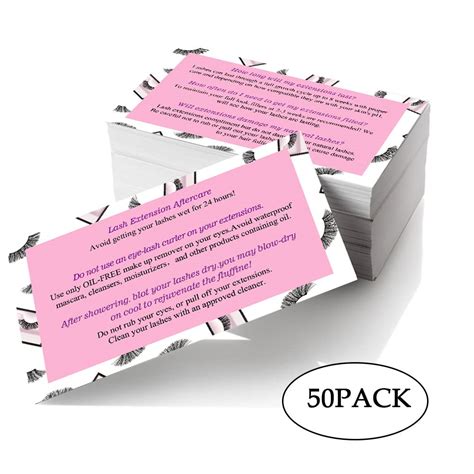 Lash Extension Aftercare Instructions Cards Aftercare Card Lash Care