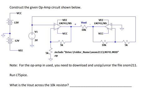 Solved Construct The Given Op Circuit Shown Below Vcc Chegg