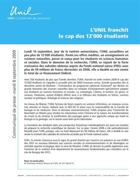 L Unil Franchit Le Cap Des 12 000 Tudiants