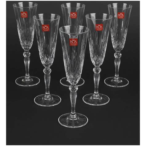 Rcr Crystal Melodia Champagne Flutes Wine Glasses Set Of 6 Homeware