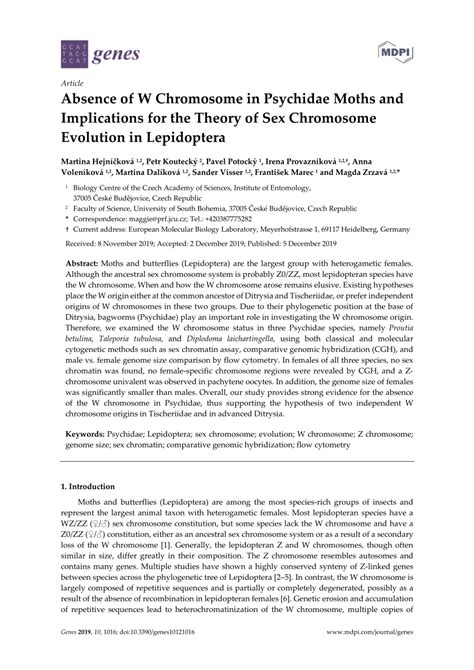 PDF Absence Of W Chromosome In Psychidae Moths And Implications For The Theory Of Sex