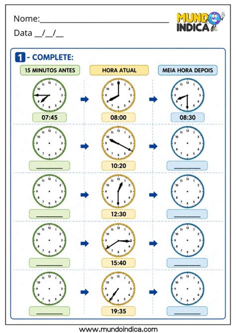 Atividades De Horas 4 Ano Para Imprimir - Atividades de Matemática 4º Ano sobre Medidas de Tempo para Imprimir ...