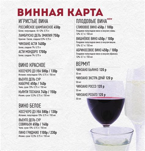 Винная карта ресторана - Фото