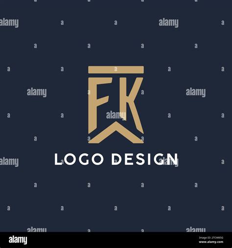 FK Initial Monogram Logo Design In A Rectangular Style With Curved Side