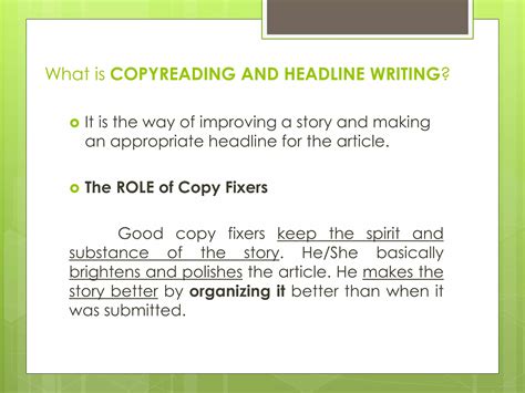 Copyreadingandheadline Writing Ppt