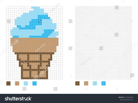 Pixel Ice Cream Coloring Page Numbered Vector De Stock Libre De