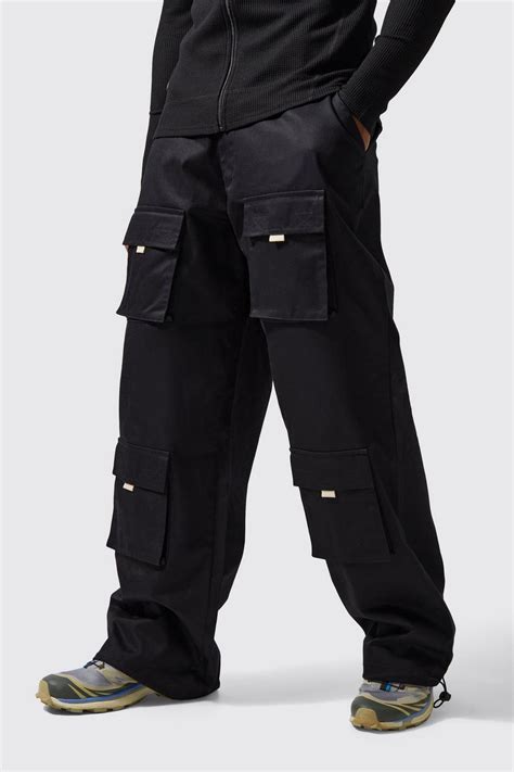 Active Twill Wide Leg Cargo Trousers Boohoo Uk