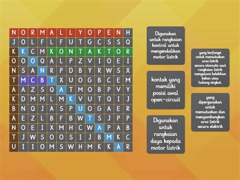 Komponen Instalasi Motor Listrik Wordsearch