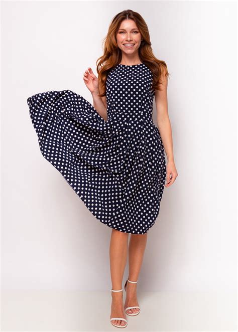 Navy Blue Polka Dot Dress Etsy