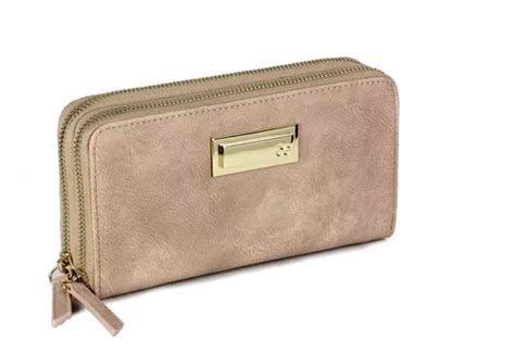 Cartera Color Nude Para Mujer Doble Cierre Gamuza Monedero Meses sin interés