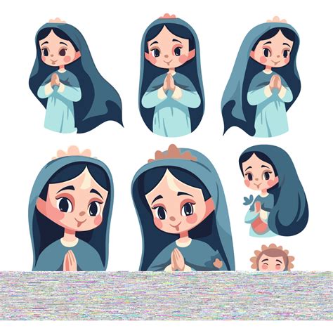 Mary Clipart O Personagem De Desenho Animado Mary Em Poses Diferentes Vetor Png Mary Clipart