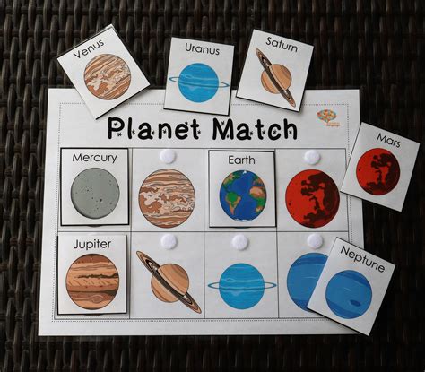 Digital Planet Match Activity 8 Planets Solar System Space Etsy