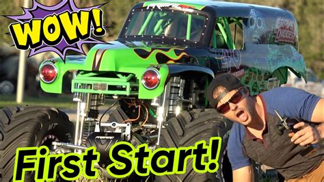 The Biggest Grave Digger Rc Car First Start Up Youtube