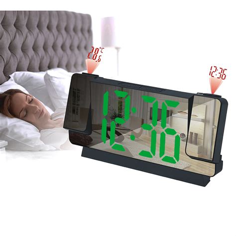 Vxdvou Projection Alarm Clock New Mirror Large Screen Display Silent