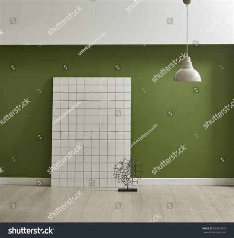 New Modern Green Wallpaper Mock Interior Stock Photo 630874379
